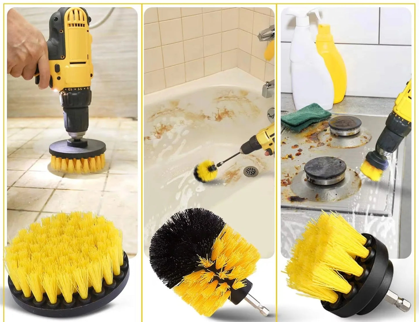 Drill Brush Attachment Set, 8 Pack 1/4in Power Scrubber Brush for Bathroom, Tub, Tile, Corner, Floor-4