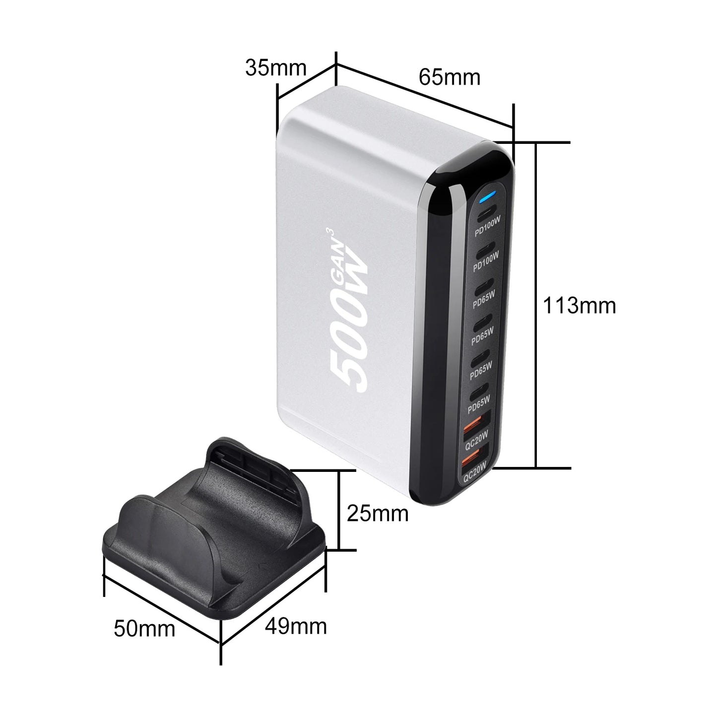 Dropshipping Products 2024 500W Notebook Gan Mobile Side Table Usb Fast Charger Adapters for Laptop Phone Type C Usb Charger-3
