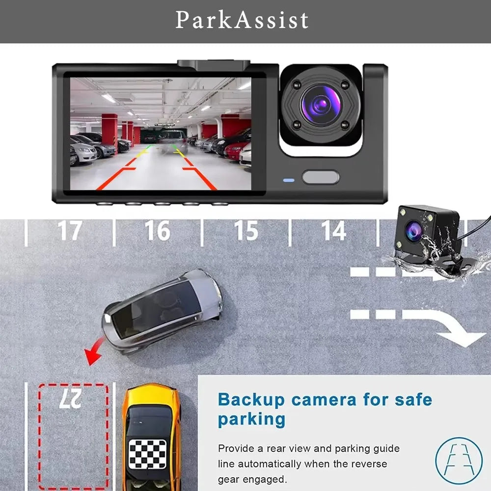 Dash Cam Front Rear, 170°Wide Angle 1080p Full HD Dash Camera, Night Vision, WDR, Accident Lock, Loop Recording, Parking Monitor-4