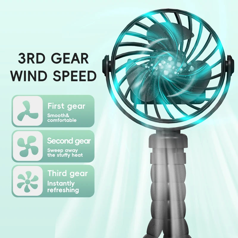 Portable USB Charging Multipurpose Fan For Car Stroller Desk-5
