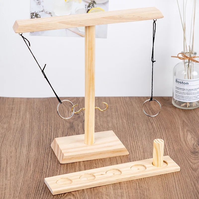 Wooden Hook and Ring Game, Throwing Ring Toss Battle Toy-3