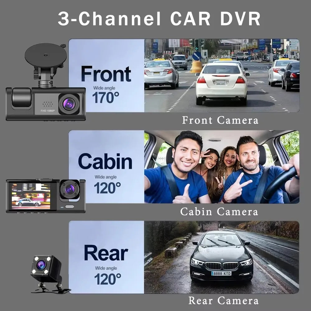 Dash Cam Front Rear, 170°Wide Angle 1080p Full HD Dash Camera, Night Vision, WDR, Accident Lock, Loop Recording, Parking Monitor-2