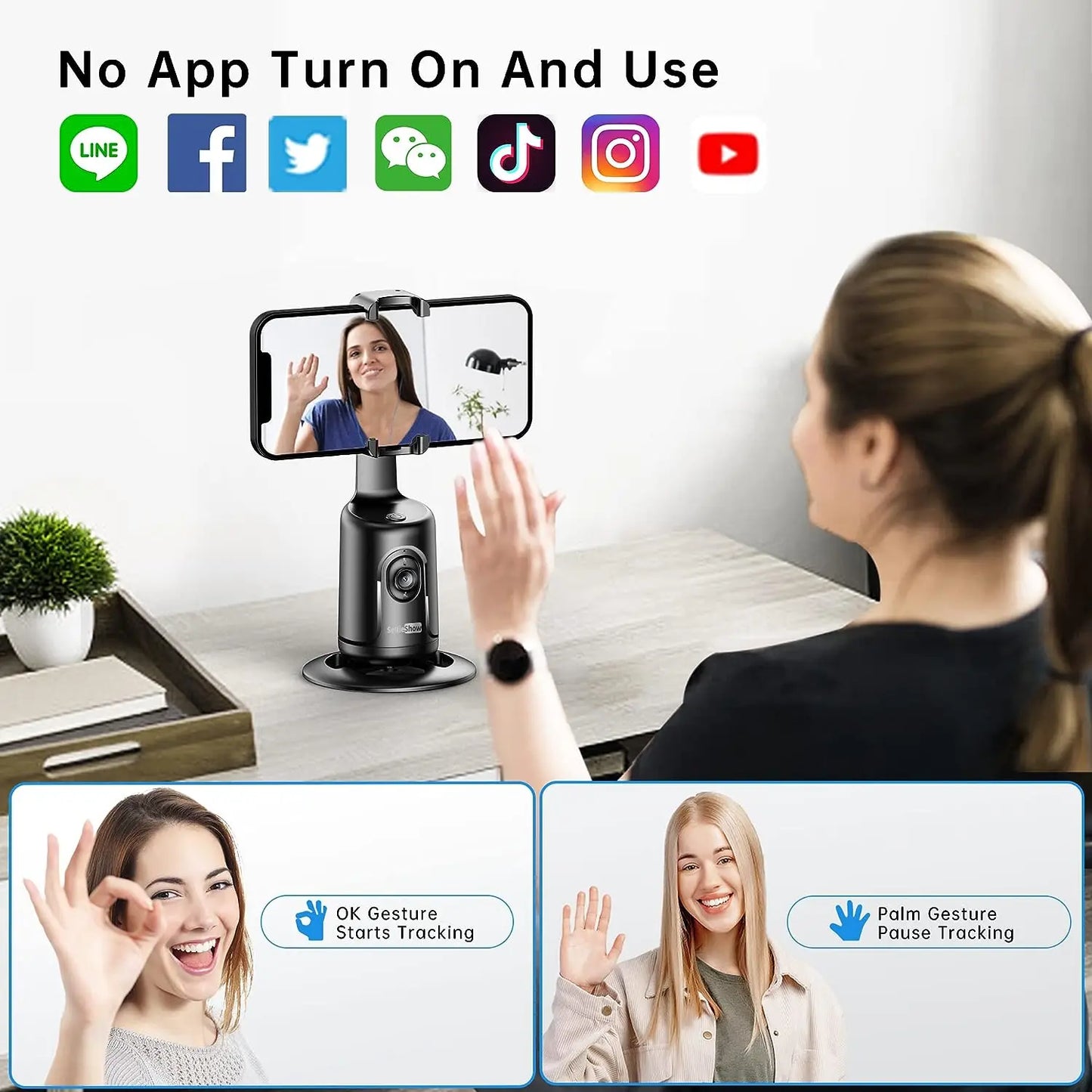 Phone Mount Tripod 360 Degrees Facial Tracking-4