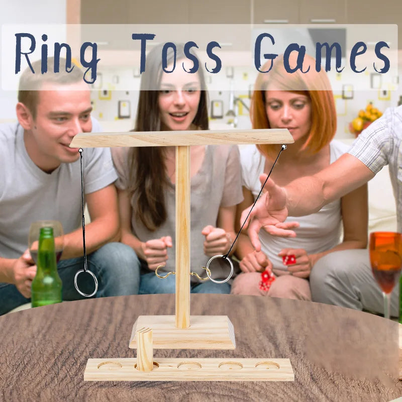 Wooden Hook and Ring Game, Throwing Ring Toss Battle Toy-2