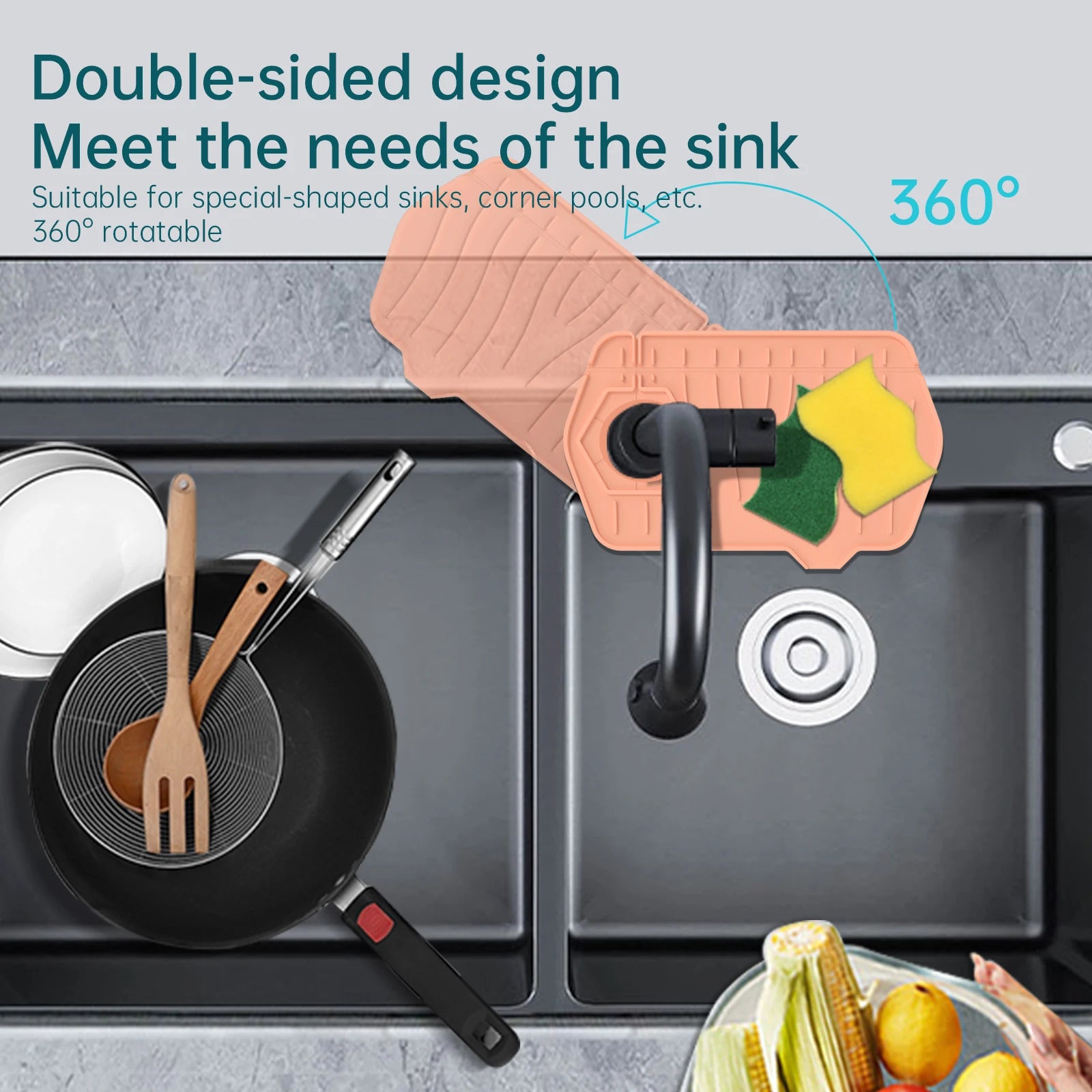 Hot Sales Silicone Faucet Splash Mat Water Draining Pad Silicone Sink Splash Guard Mat for Kitchen-3