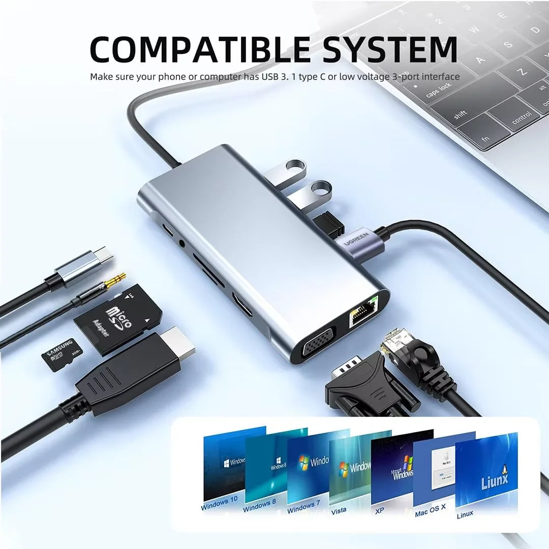  USB-C Hub Docking Station Adapter for Laptop (11/10/8/7/6/5/4/3 in 1)-5