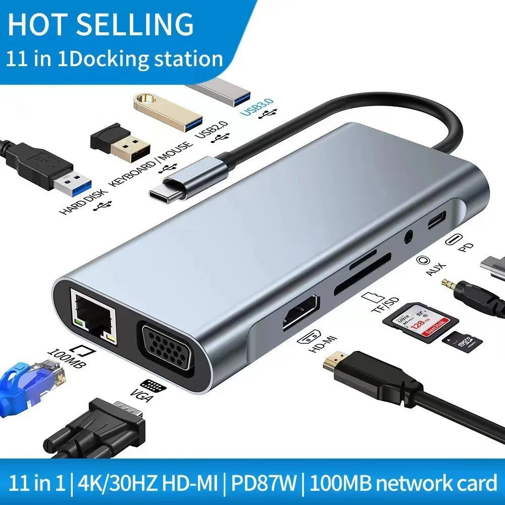 USB-C Hub Docking Station Adapter for Laptop (11/10/8/7/6/5/4/3 in 1)-6