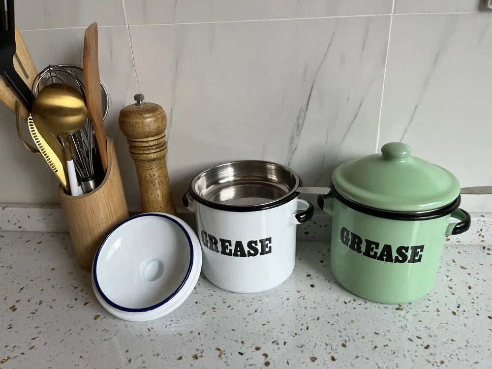 1L Grease Jug Bacon Grease Container With Strainer for Kitchen-4