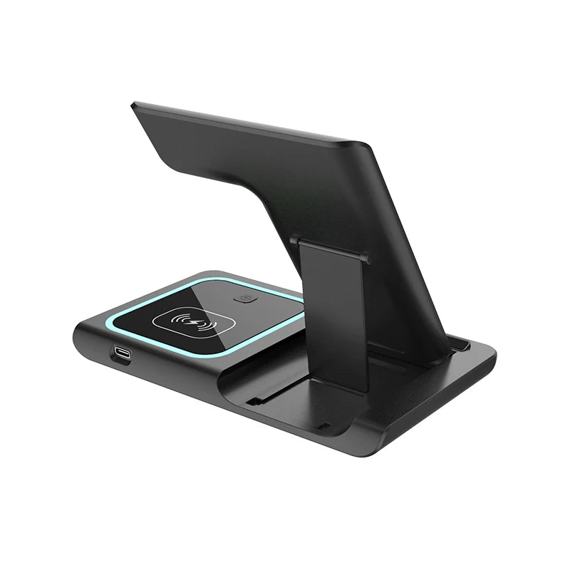 Desk Mobile Phone Charger 15W 3 in 1 Wireless Charger for Apple iphone Iwatch Airpods-2
