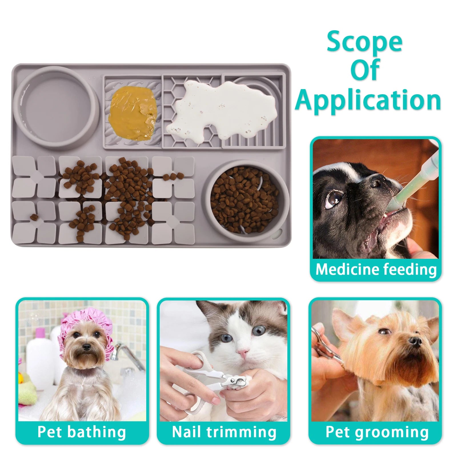 ZMaker All-in-one Dog Lick Pad Slow Feeder Dog Bowl with Suction Cups Silicone Licking Mat for Slow Eating-5