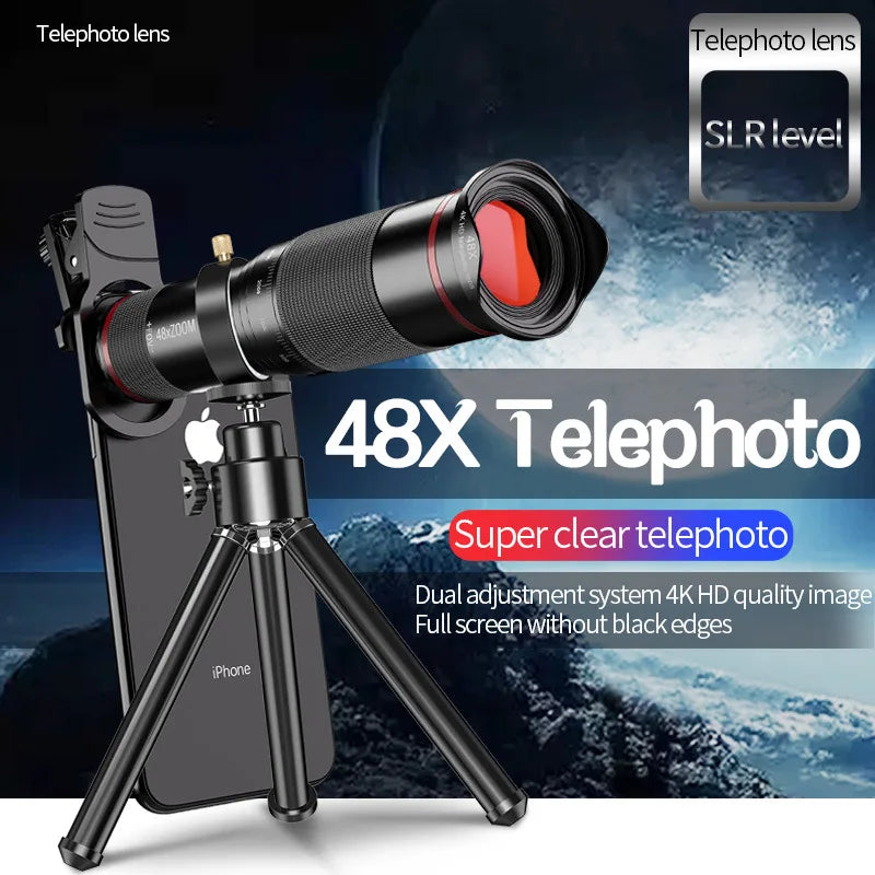Telephoto Monocular 48X Telescope Mobile Phone Zoom Camera Lens Kit with Tripod Stand-2