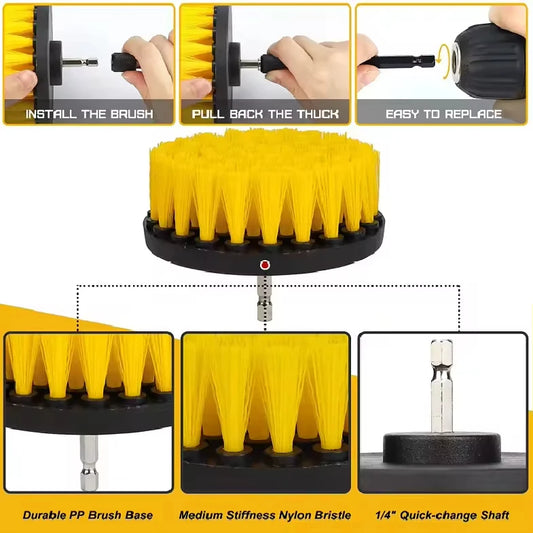 Drill Brush Attachment Set, 8 Pack 1/4in Power Scrubber Brush for Bathroom, Tub, Tile, Corner, Floor-1