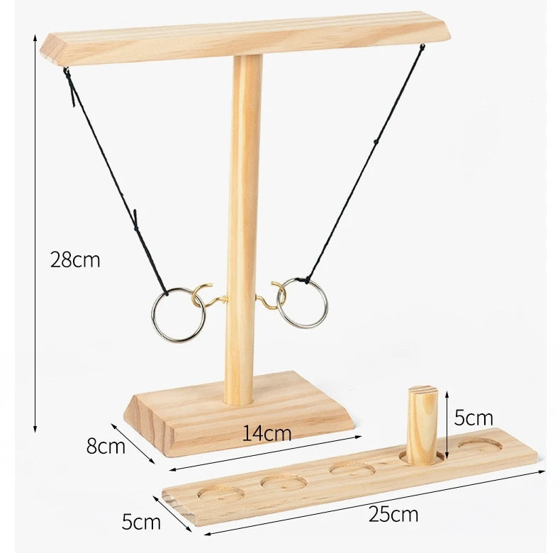 Wooden Hook and Ring Game, Throwing Ring Toss Battle Toy-5