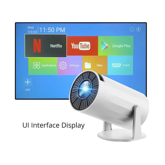 Mini Projector with WiFi and Bluetooth, 4K Support Outdoor Portable Movie Projector Built-in Android 11 system Auto Keystone Home Smart Projector for Phone/TV Stick/Laptop-0