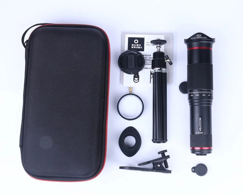 Telephoto Monocular 48X Telescope Mobile Phone Zoom Camera Lens Kit with Tripod Stand-5