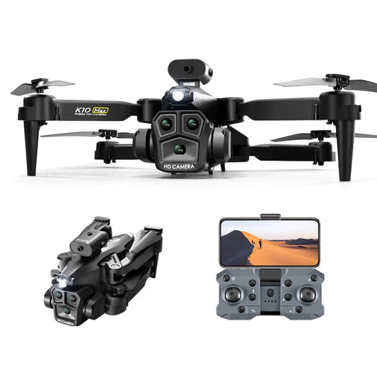 K10 Max Drone with Three 4K HD Camera Four Way Obstacle Avoidance Optical Flow Positioning RC Helicopter Dron Toys Children Gift-0