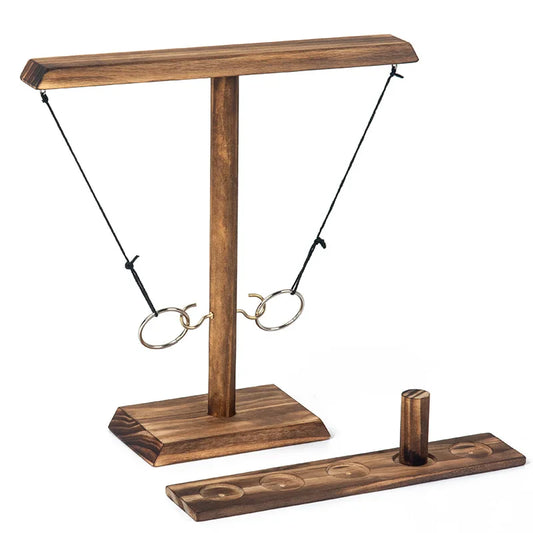 Wooden Hook and Ring Game, Throwing Ring Toss Battle Toy-0